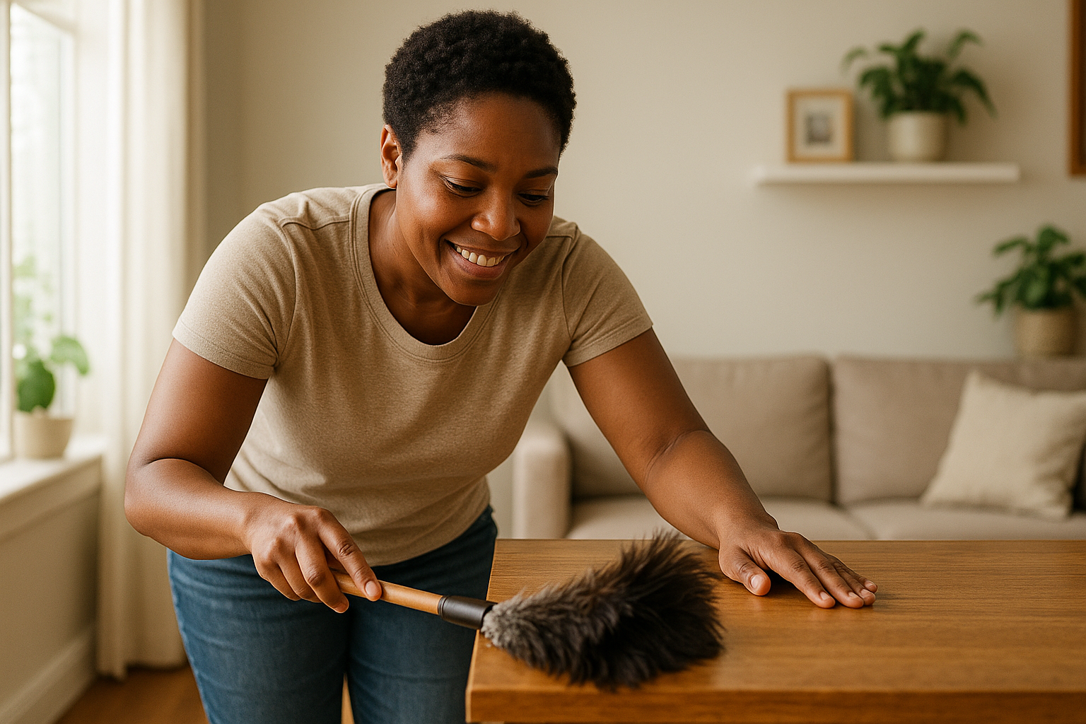 african american person dusting